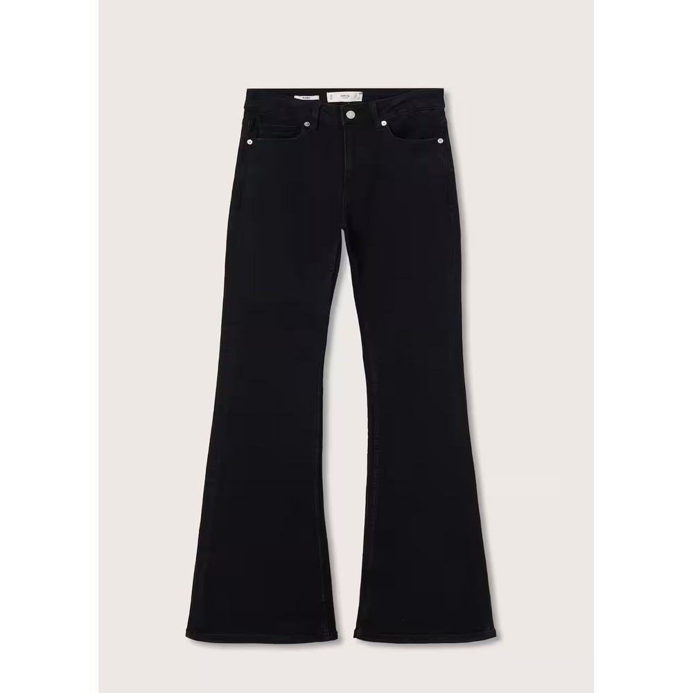MNG Mango Women's Jeans Denim Slim Fit Flare Mid-Waist Stretch Black US 10 / 42